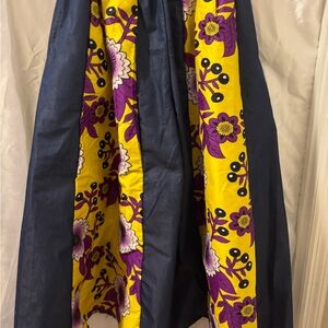 Handmade Floral Yellow and Dark Wash Denim